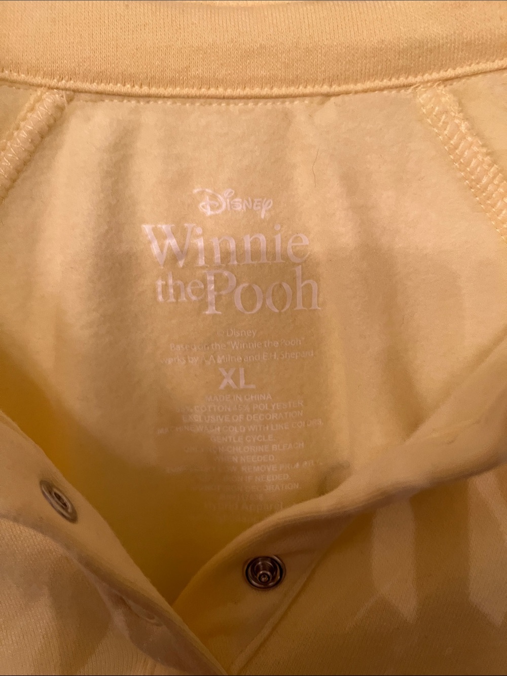 Disney Pale Yellow Winnie the Pooh Cowl Turtleneck Pullover - Picture 2 of 5